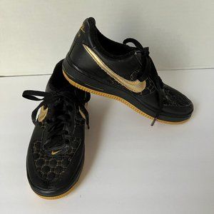 Nike Air Force One Low Glitter Black Gold Womens Size 6 - Discounted Shipping
